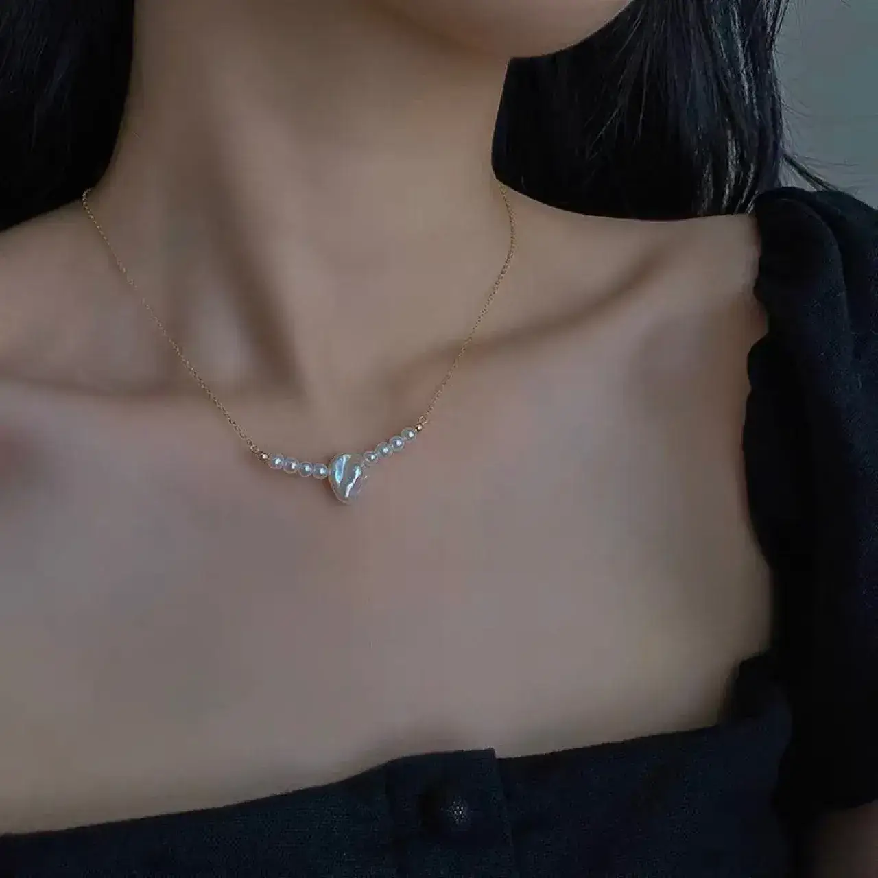 Gentle Pearl Necklace for Women Summer Baroque Light - Image 3