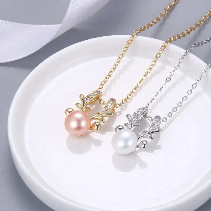 Pearl Pendant Necklace Set for Women Gold Silver - Image 4