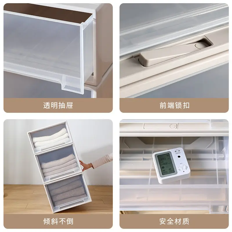 Younai Transparent Drawer Storage Box 28L Grey - Image 8