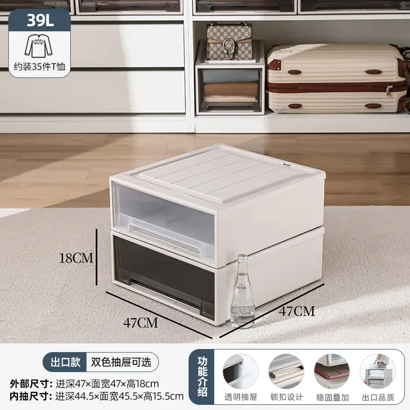 Younai Transparent Drawer Storage Box 28L Grey - Image 4