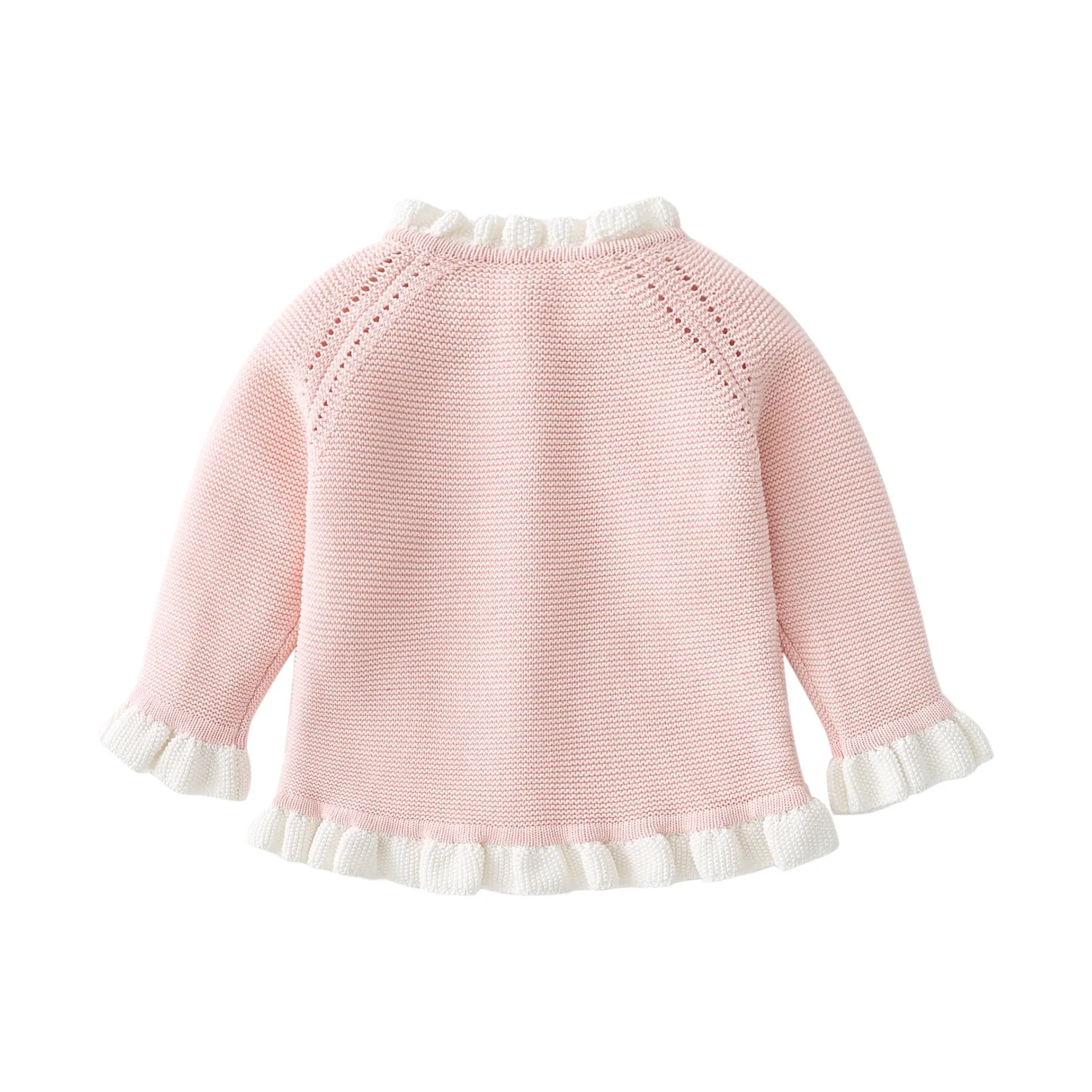 Pink Lace Knitted Cardigan for Baby Girls Winter - Image 4