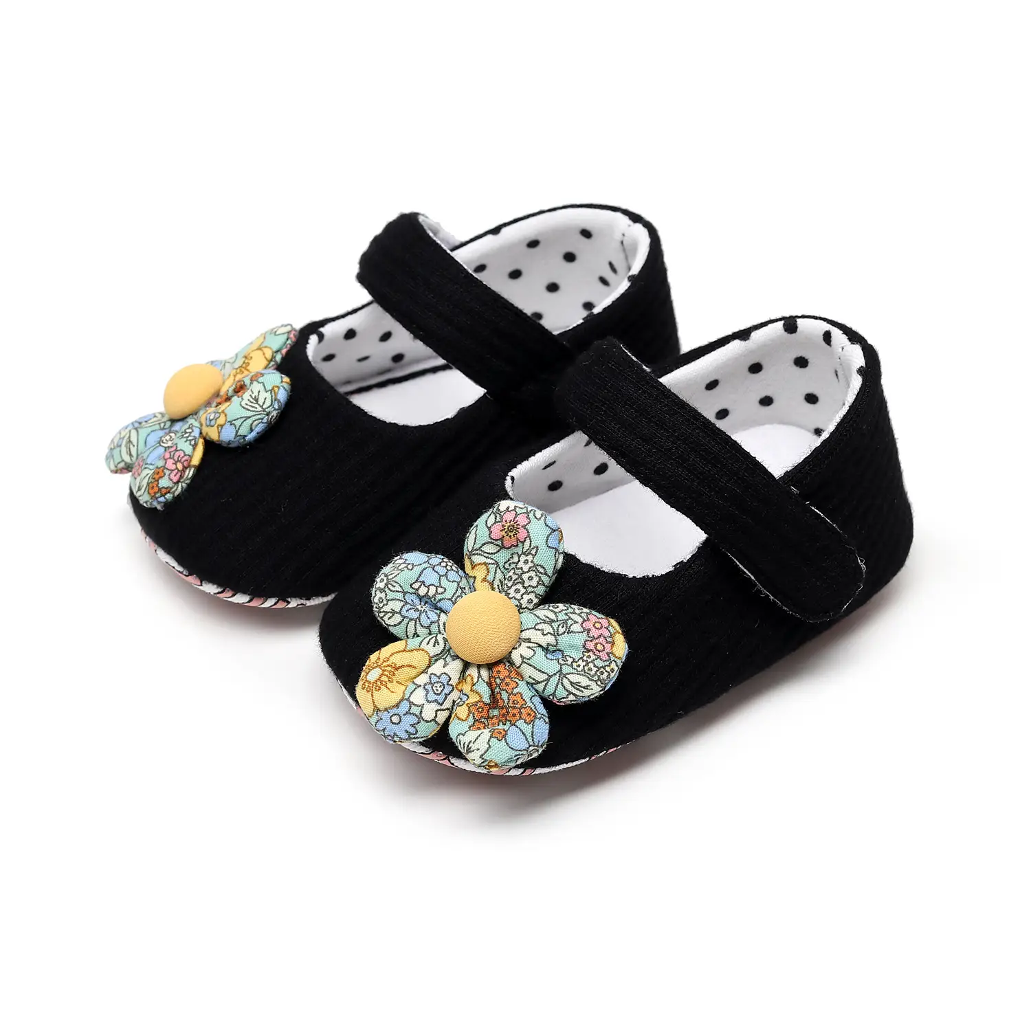 Yellow Floral Bow Baby Shoes for Girls