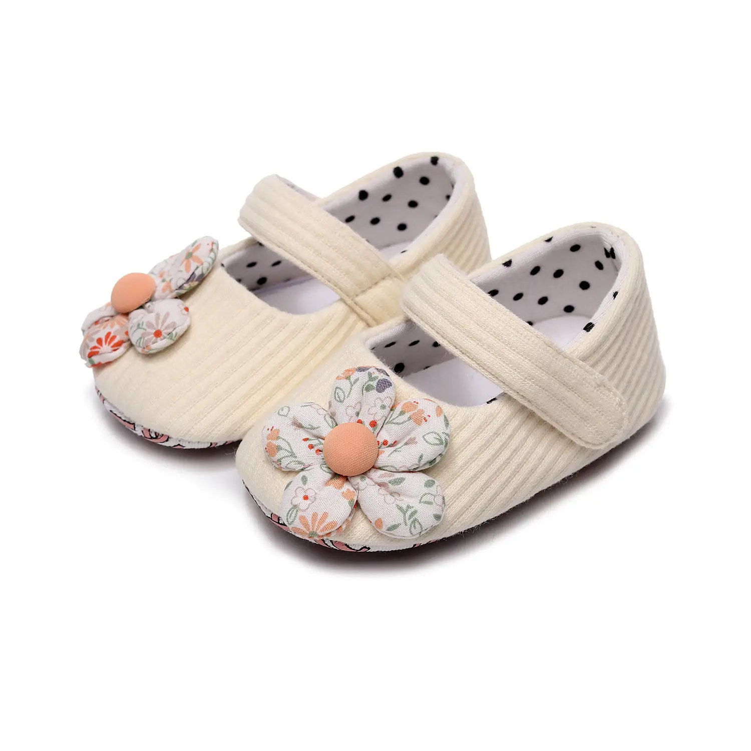 Yellow Floral Bow Baby Shoes for Girls
