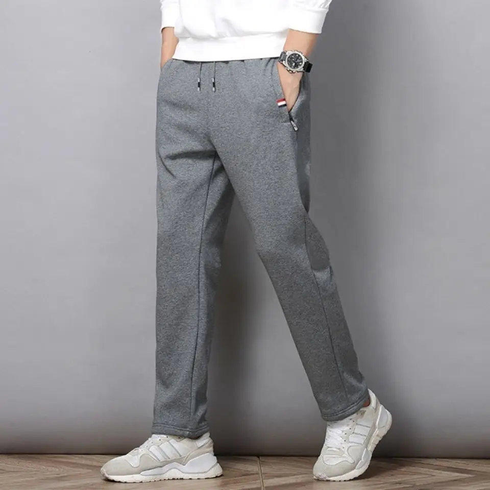 Men Grey Straight Cut Sportswear Pants Large - Image 6