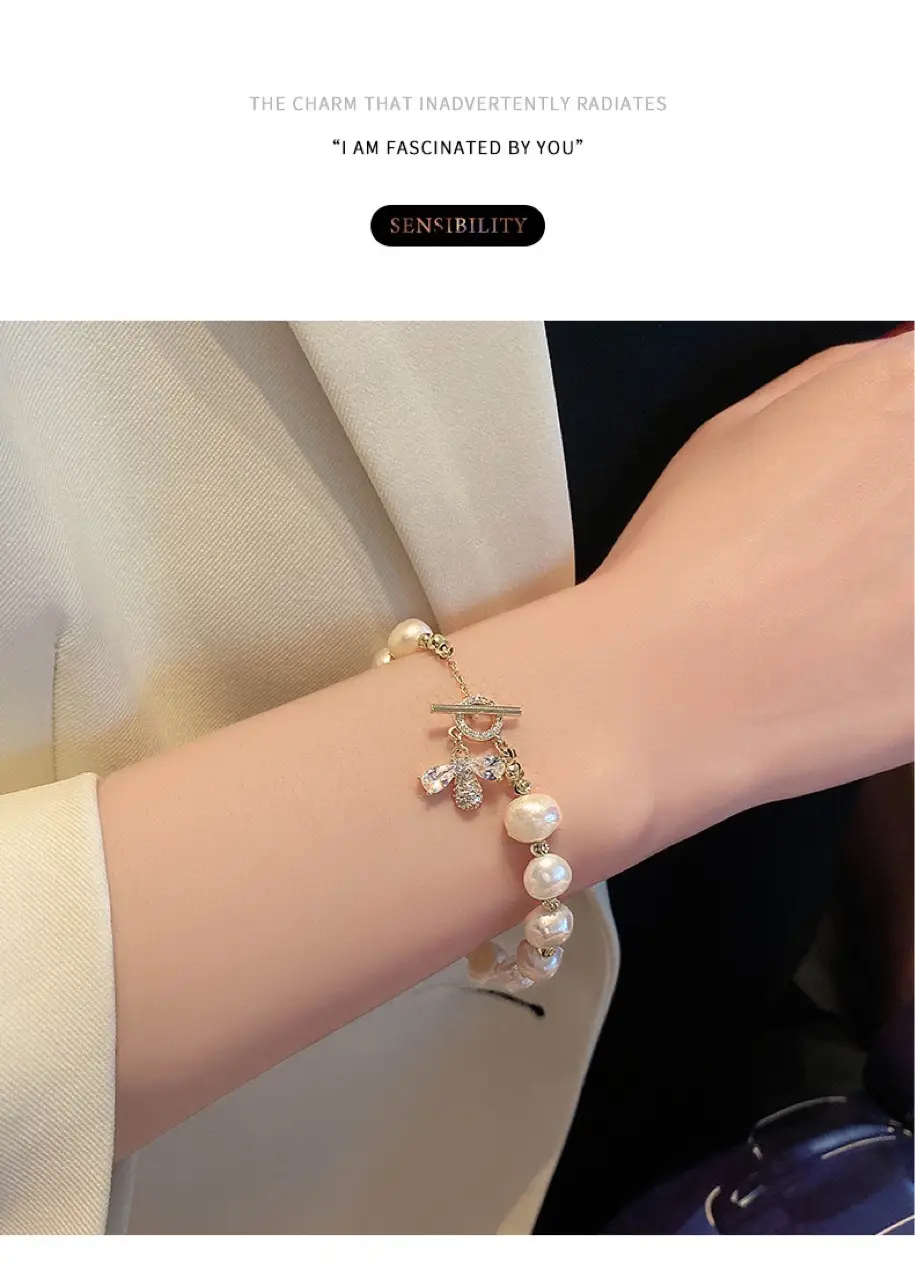 Pearl Bee Bracelet for Women Elegant High-End Jewelry — feature 6