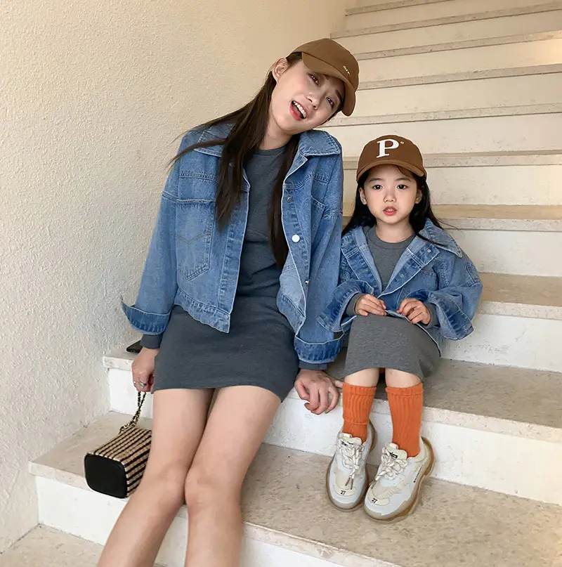 Korean Children Denim Jacket & Stretch Skirt Set - Image 4
