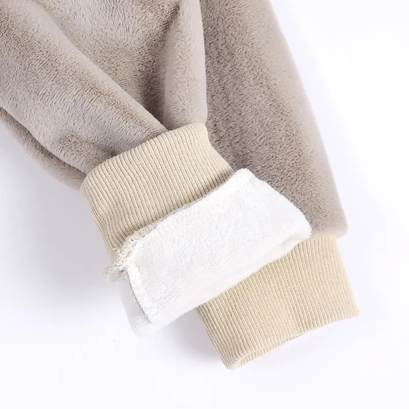 Newborn Baby Rabbit Ear Winter Jumpsuit Fleece Lined Brown Pink Grey - Image 7