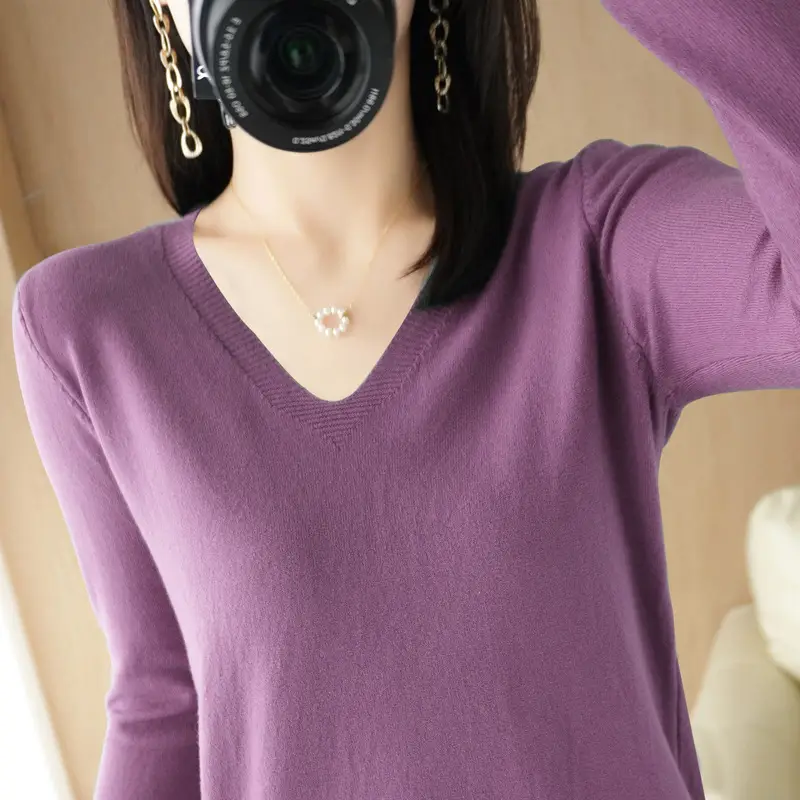 Women Knitted V-Neck Sweater Fleece 2023 - Image 10