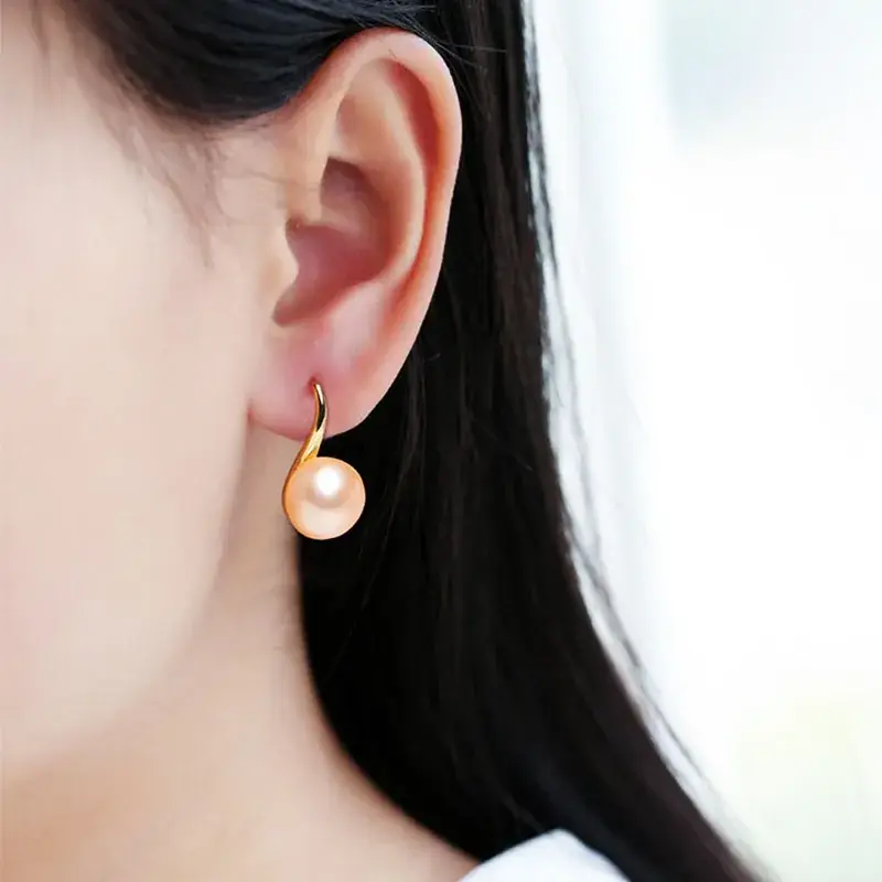 Natural Freshwater Pearl Earrings 18K Gold - Image 4