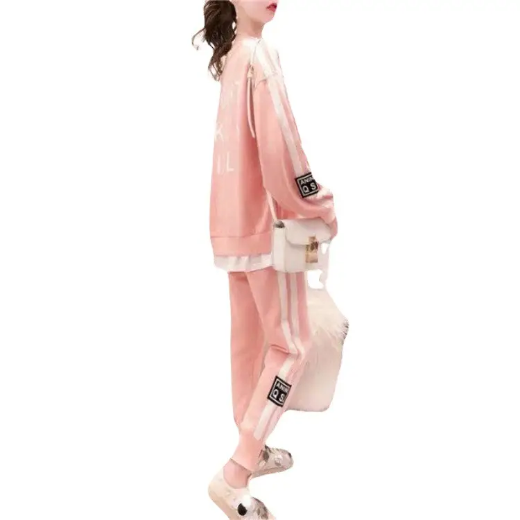 Plus Size Women Black White Track Suit Sweatshirt Set - Image 8