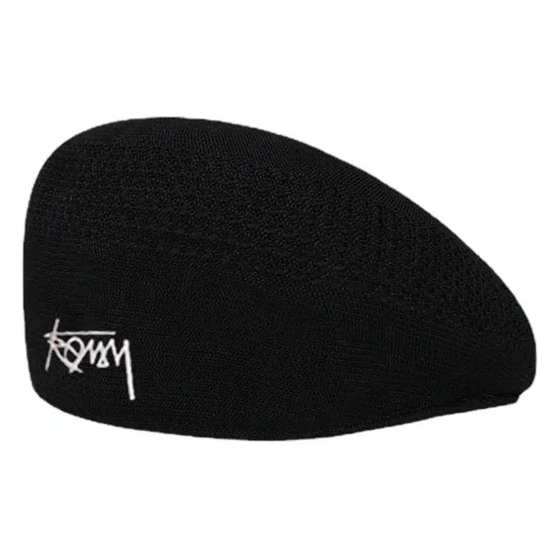 Men Black Cotton Beret Hat Large Head Circumference