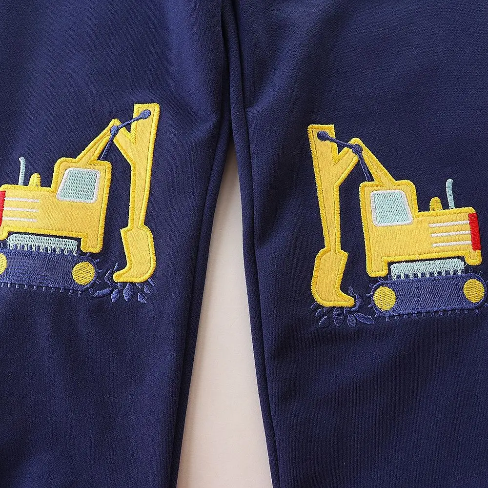 Boys Cartoon Embroidered Sweatpants Navy Blue Medium - Image 5