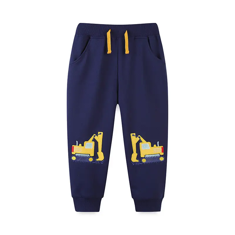 Boys Cartoon Embroidered Sweatpants Navy Blue Medium - Image 6