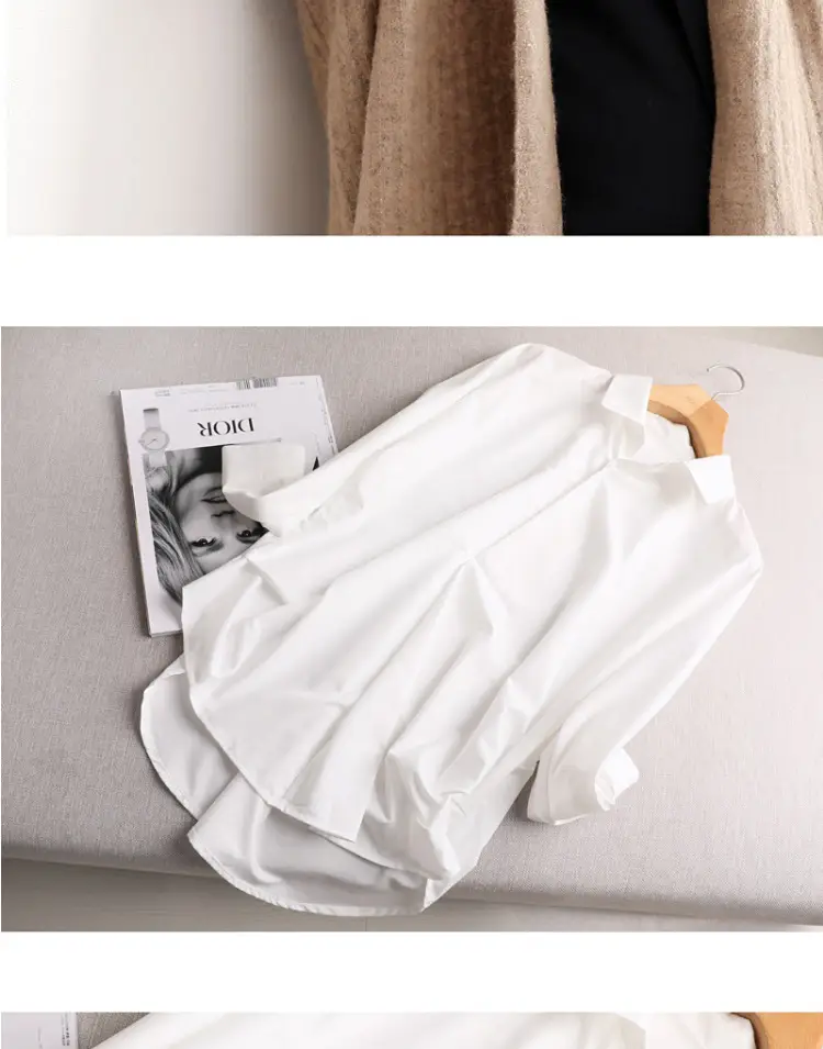 Women Korean 2025 Long Sleeve Black Shirt Anti-Wrinkle Draped — feature 13