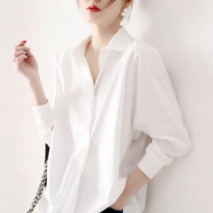 Women Korean 2025 Long Sleeve Black Shirt Anti-Wrinkle Draped — feature 19