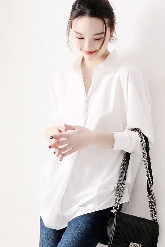Women Korean 2025 Long Sleeve Black Shirt Anti-Wrinkle Draped — feature 20