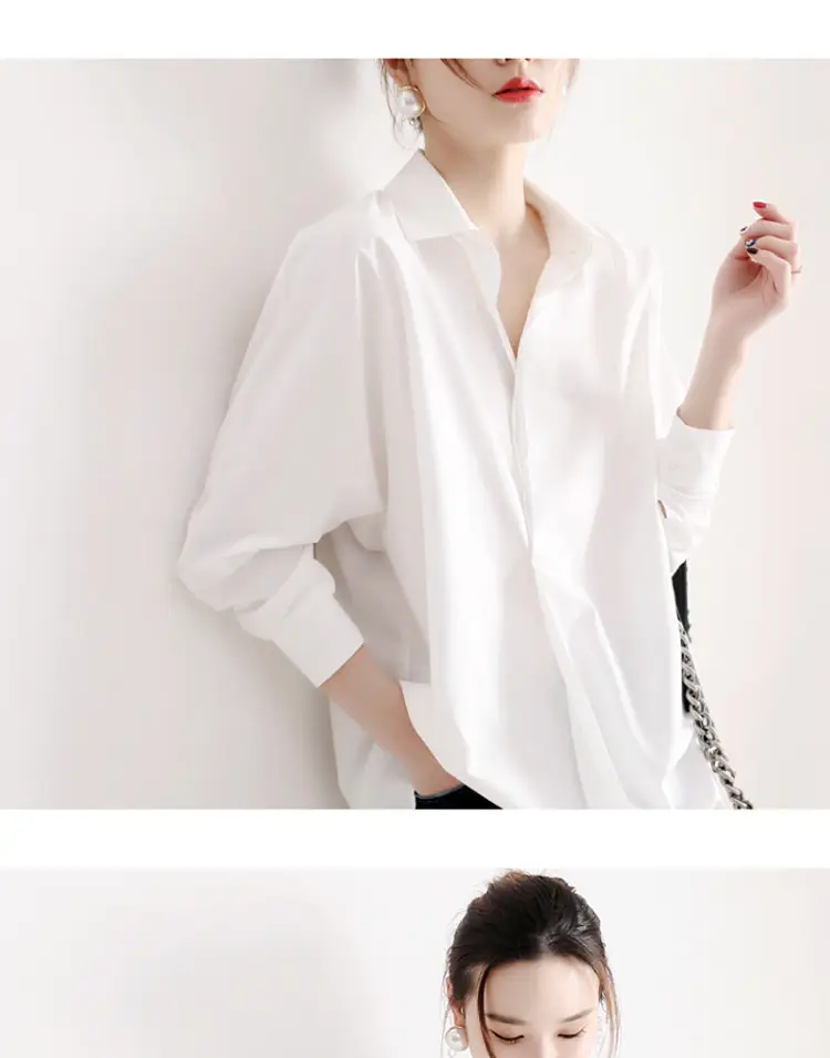 Women Korean 2025 Long Sleeve Black Shirt Anti-Wrinkle Draped — feature 4