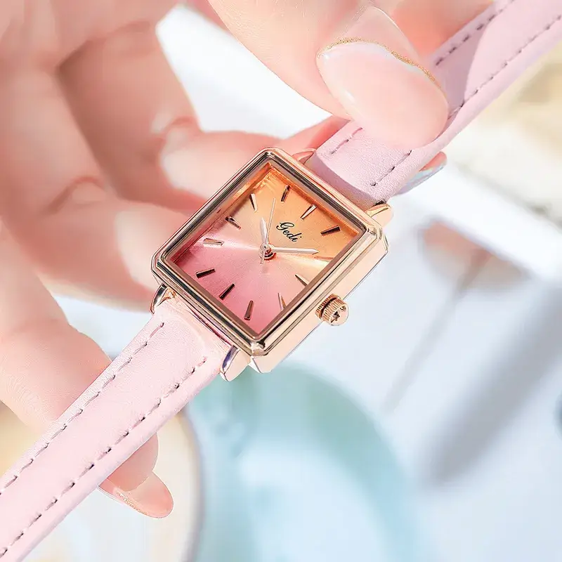 Gold Rose Gold Women's Watch with Black Strap