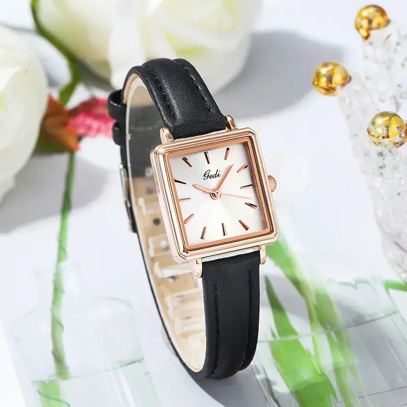 Gold Rose Gold Women's Watch with Black Strap