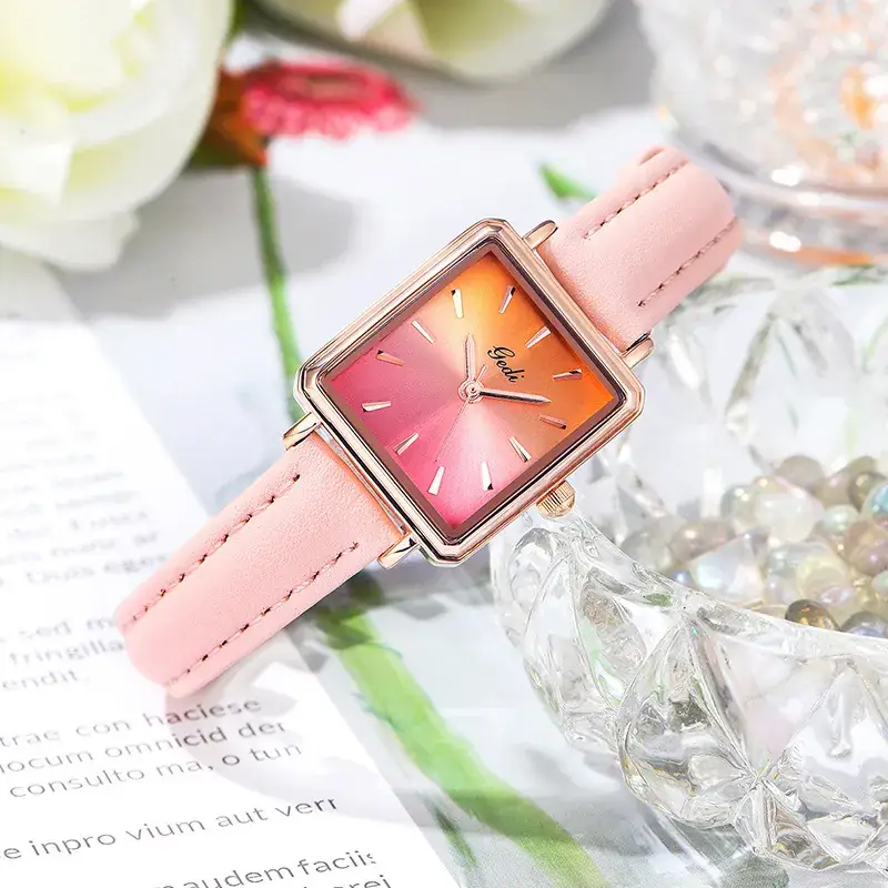 Gold Rose Gold Women's Watch with Black Strap