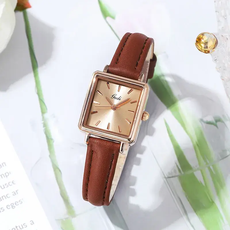 Gold Rose Gold Women's Watch with Black Strap