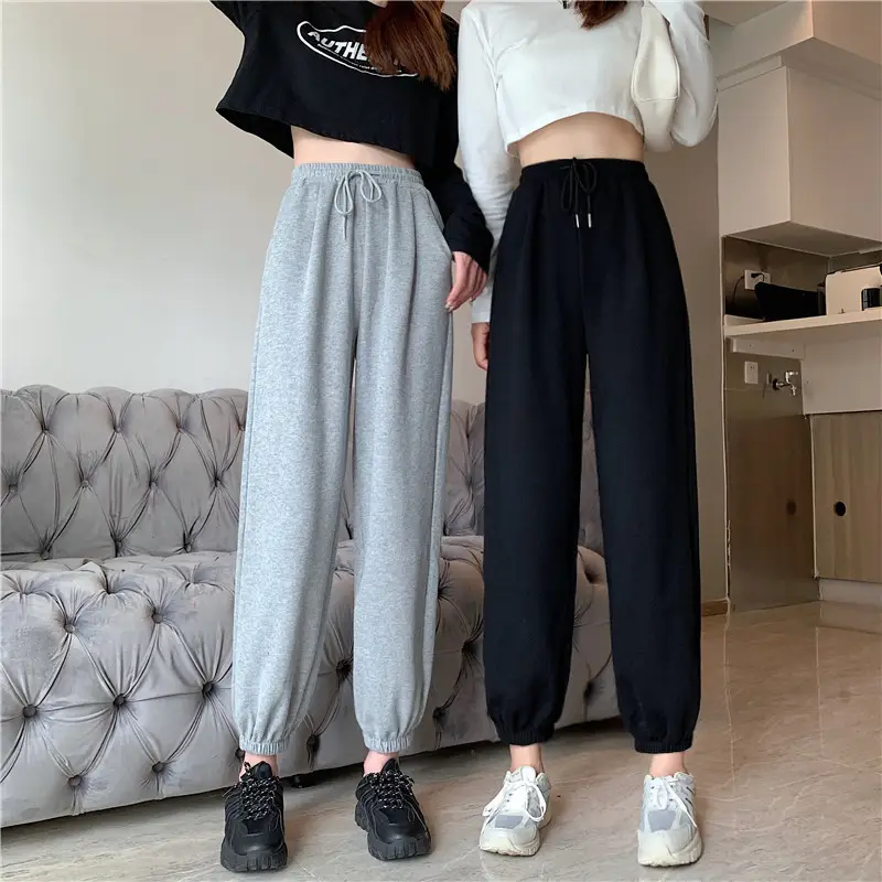 Women Leg Casual Pants Solid Color High Waist Slimming - Image 13