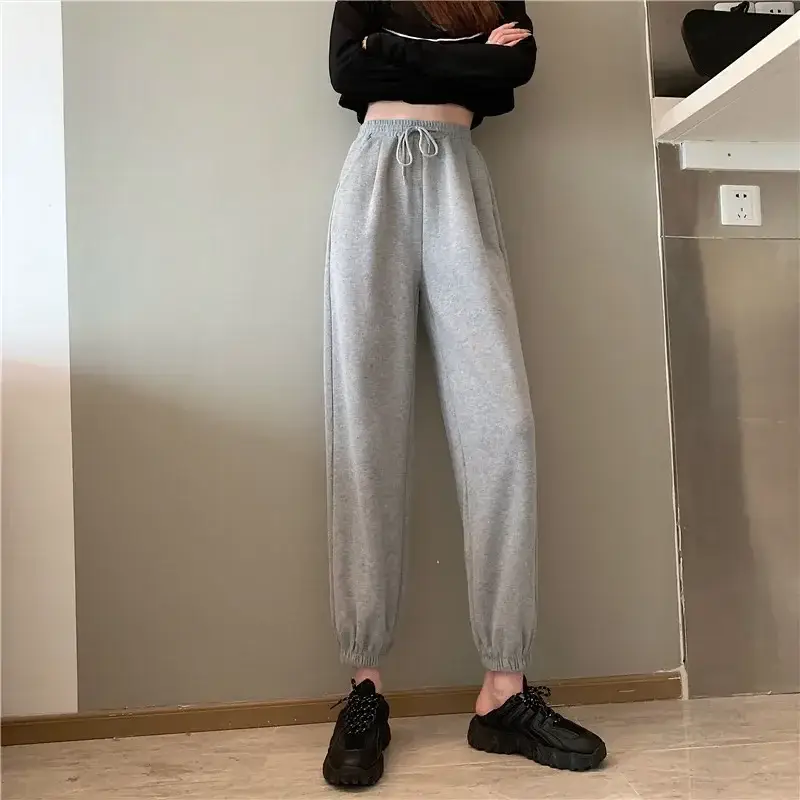 Women Leg Casual Pants Solid Color High Waist Slimming - Image 2