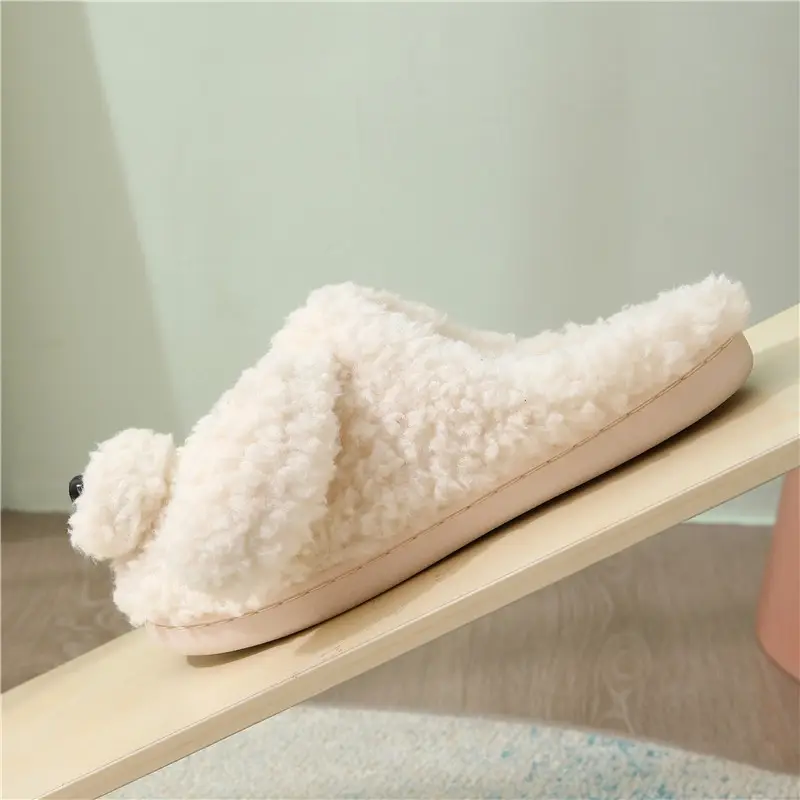 2021 autumn and winter cute cartoon cotton slippers for men and women indoor warm teddy dog slippers all-inclusive with thick bottom waterproof