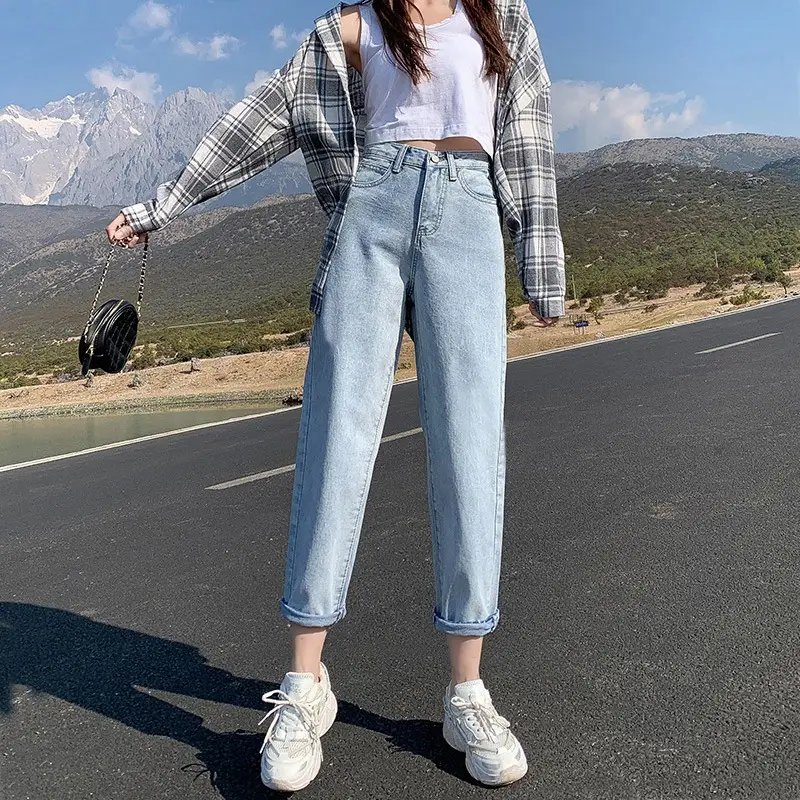 Women High Waist Jeans Straight Cropped 2021 Summer Autumn - Image 10