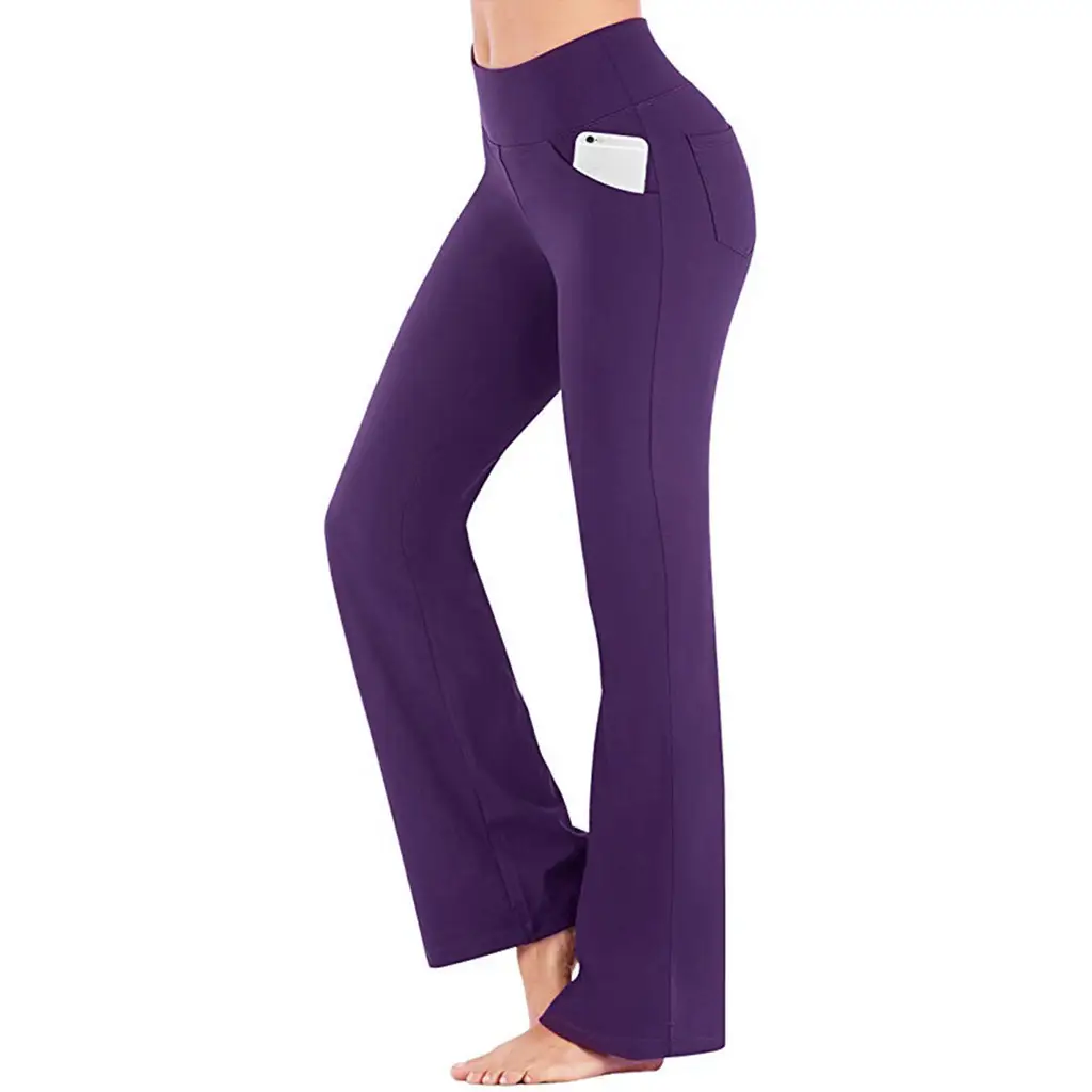 Maroon Micro Wide Leg High Waist Yoga Pants - Image 4