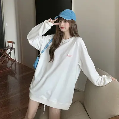 Women Yellow Korean Style Pullover Sweatshirt Loose Long Sleeve - Image 6