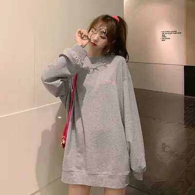 Women Yellow Korean Style Pullover Sweatshirt Loose Long Sleeve - Image 7