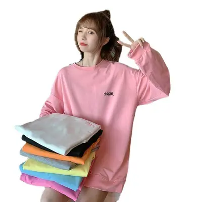 Women Yellow Korean Style Pullover Sweatshirt Loose Long Sleeve - Image 9