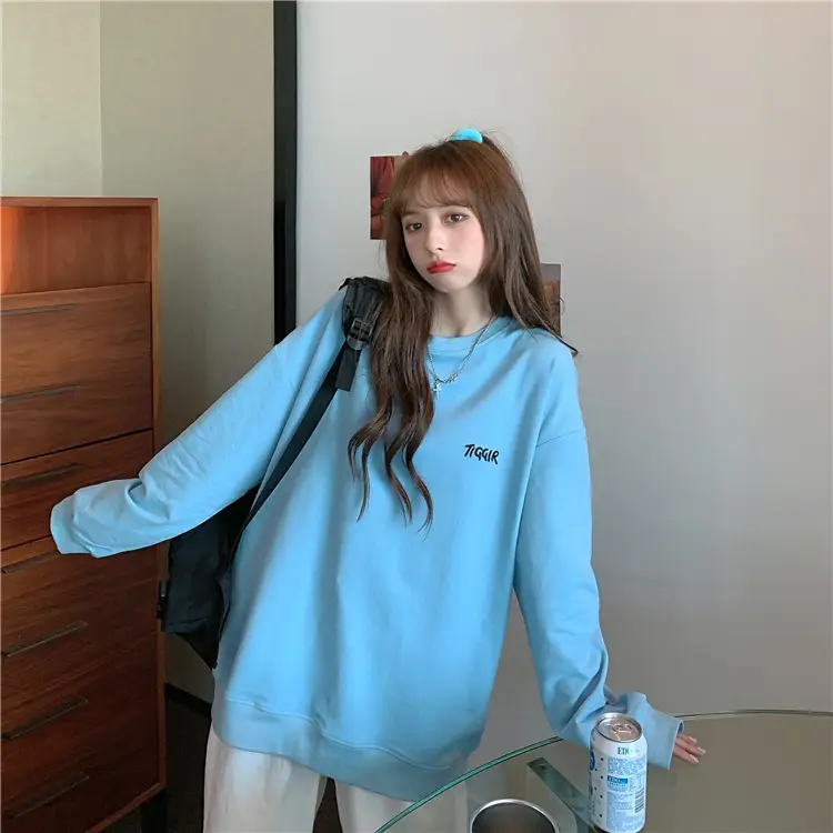Women Yellow Korean Style Pullover Sweatshirt Loose Long Sleeve — feature 14
