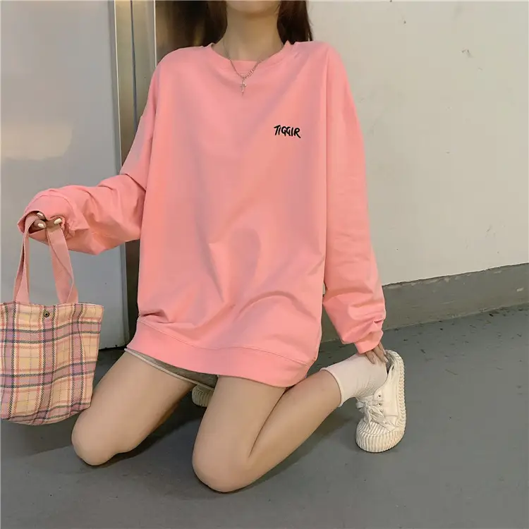 Women Yellow Korean Style Pullover Sweatshirt Loose Long Sleeve — feature 17