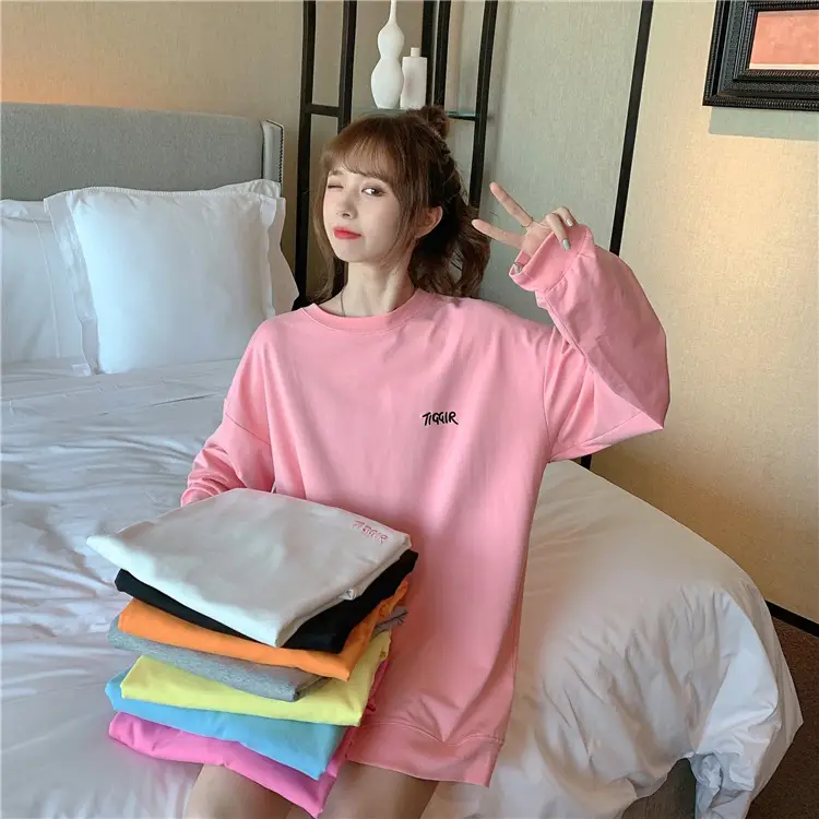 Women Yellow Korean Style Pullover Sweatshirt Loose Long Sleeve — feature 21