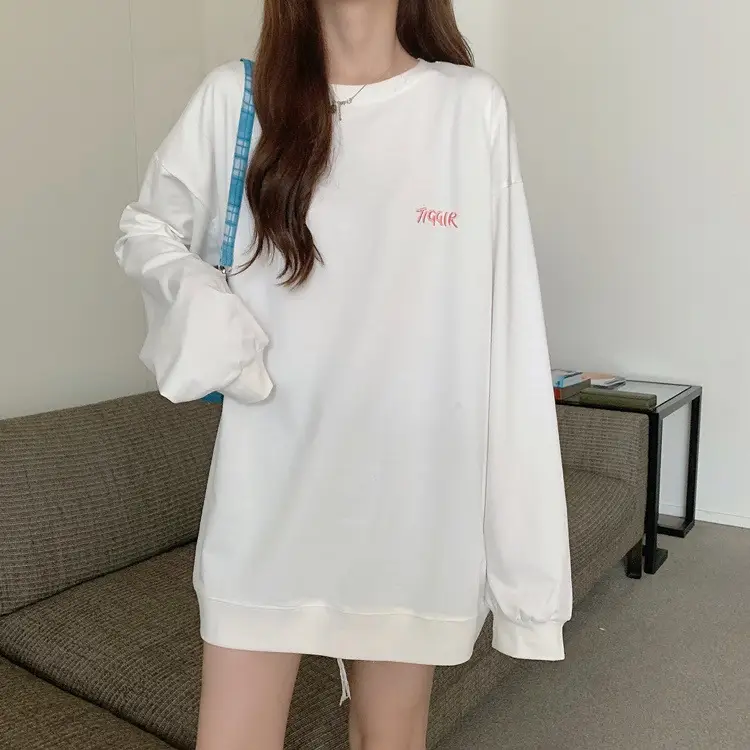 Women Yellow Korean Style Pullover Sweatshirt Loose Long Sleeve — feature 23