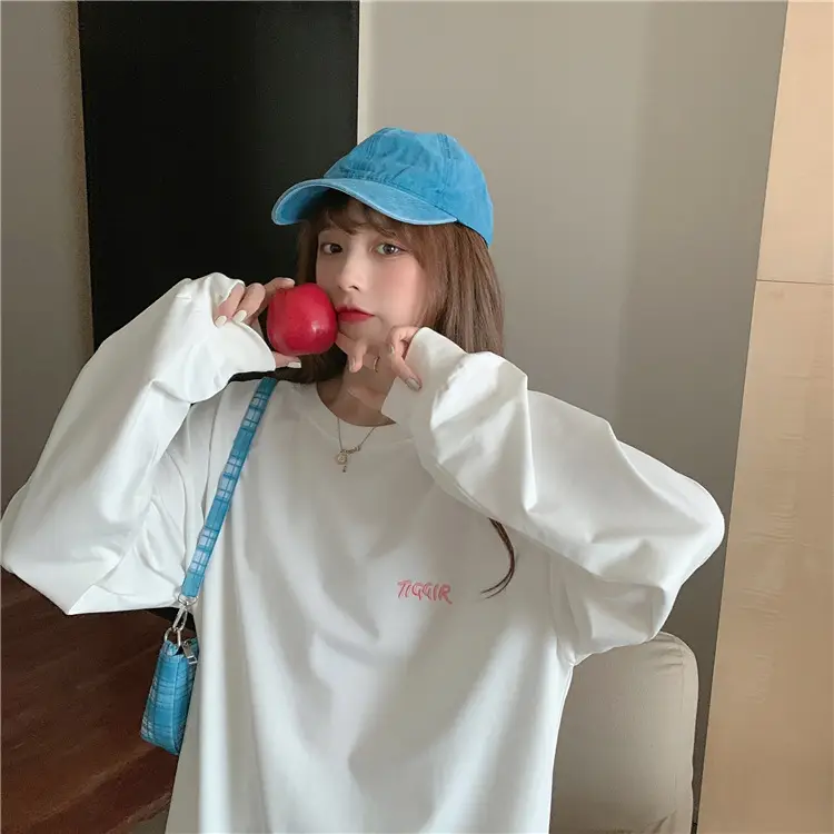 Women Yellow Korean Style Pullover Sweatshirt Loose Long Sleeve — feature 24