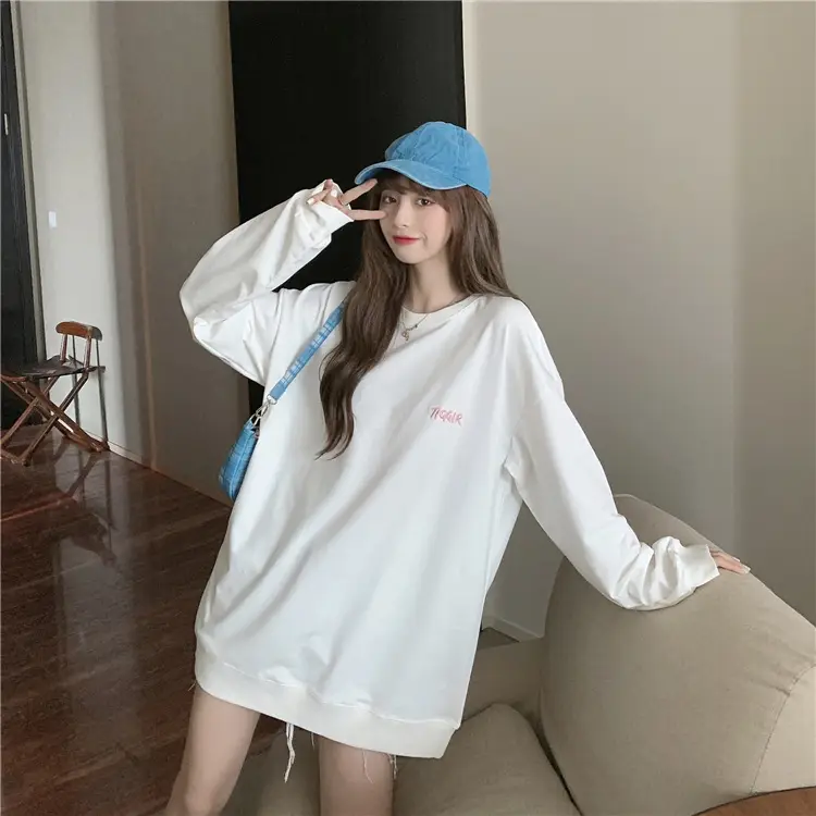 Women Yellow Korean Style Pullover Sweatshirt Loose Long Sleeve — feature 25