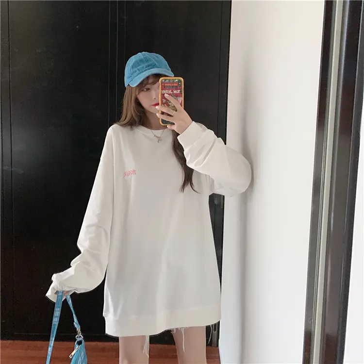 Women Yellow Korean Style Pullover Sweatshirt Loose Long Sleeve — feature 26