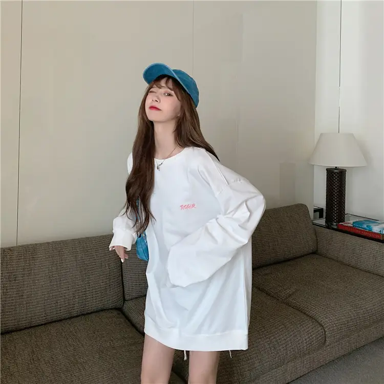 Women Yellow Korean Style Pullover Sweatshirt Loose Long Sleeve — feature 28