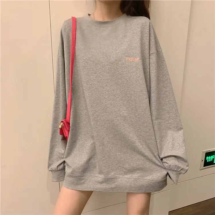 Women Yellow Korean Style Pullover Sweatshirt Loose Long Sleeve — feature 36