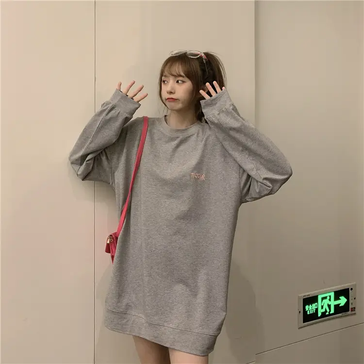 Women Yellow Korean Style Pullover Sweatshirt Loose Long Sleeve — feature 37