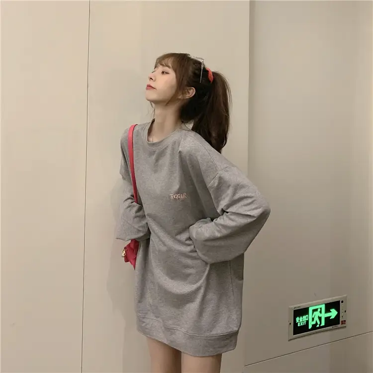 Women Yellow Korean Style Pullover Sweatshirt Loose Long Sleeve — feature 38