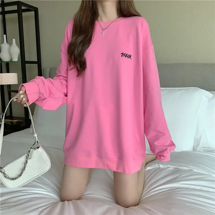 Women Yellow Korean Style Pullover Sweatshirt Loose Long Sleeve — feature 40