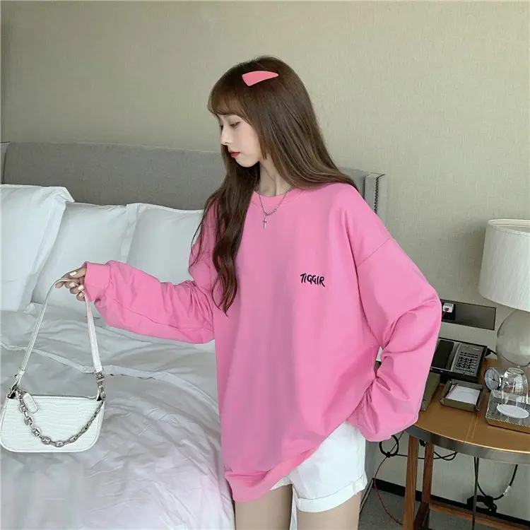 Women Yellow Korean Style Pullover Sweatshirt Loose Long Sleeve — feature 41