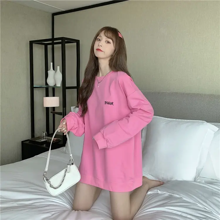 Women Yellow Korean Style Pullover Sweatshirt Loose Long Sleeve — feature 43