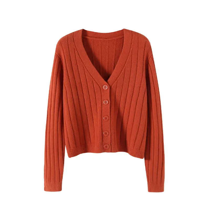 Women V-Neck Knit Cardigan Grey 2025 - Image 12