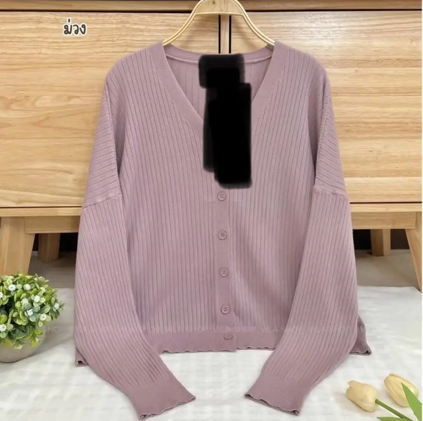 Women V-Neck Knit Cardigan Grey 2025 - Image 19