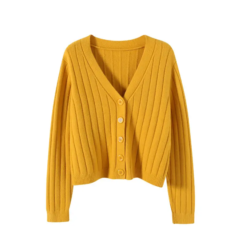 Women V-Neck Knit Cardigan Grey 2025 - Image 4